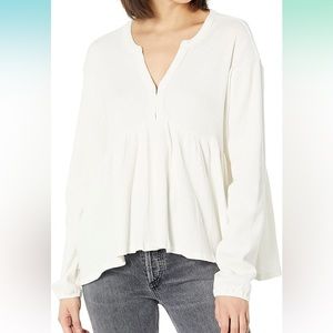 Lucky Brand Waffle Peplum Top - Cream NWT!!!